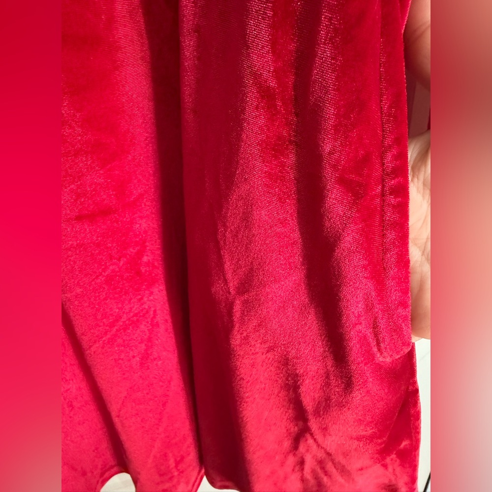 L&B Vibrant Red Velvet Dress long sleeve M formal valentines Xmas formal western - Picture 6 of 8